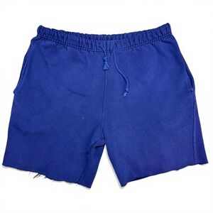 VTG Y2K GAP Sweat Shorts Mens XS Blue Cut Off Drawstring Cotton Blend Casual USA